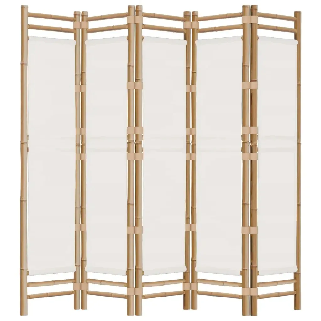 skladany-parawan-5-panelowy-200-cm-bambus-i-plotno-stan-nowy