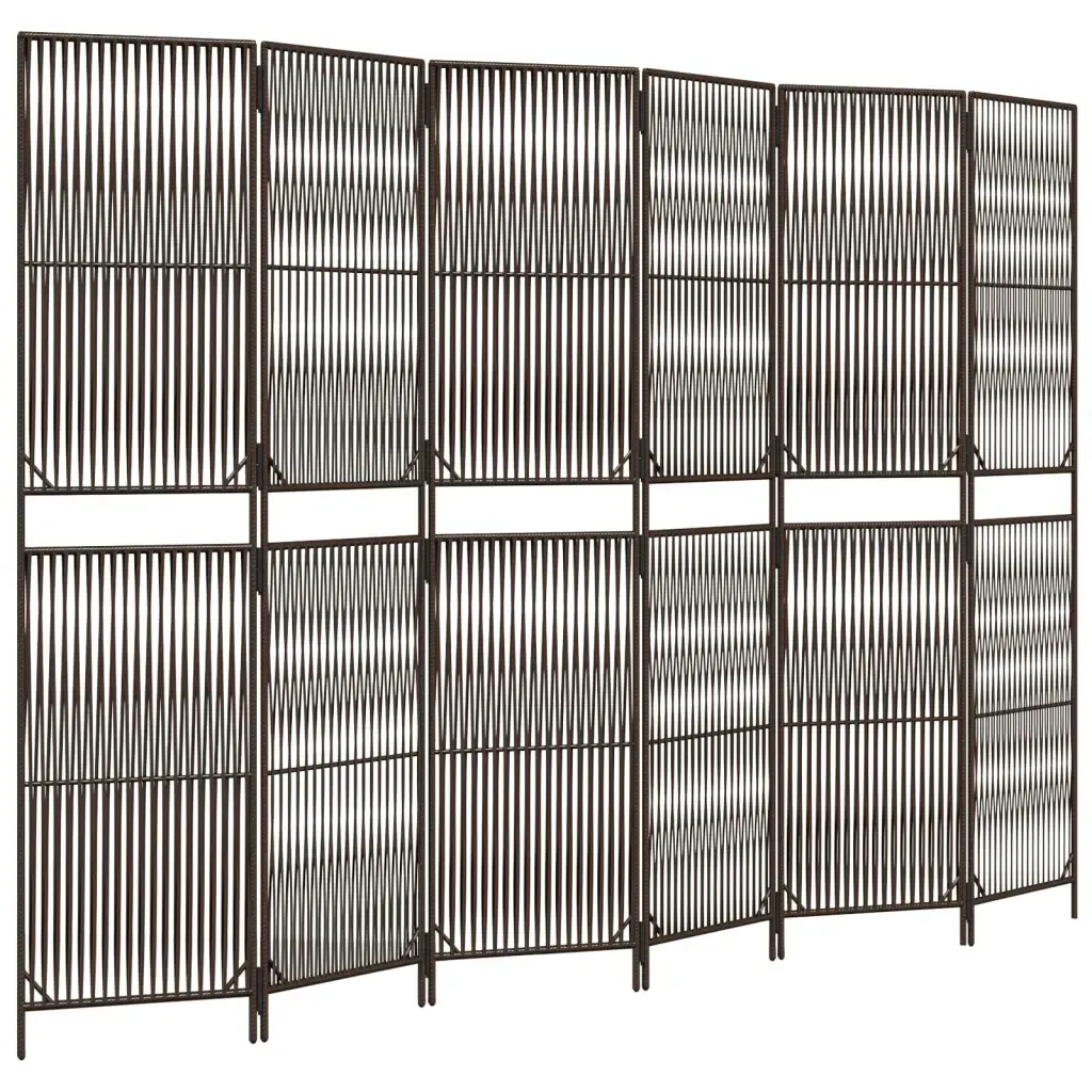 parawan-6-panelowy-brazowy-polirattan