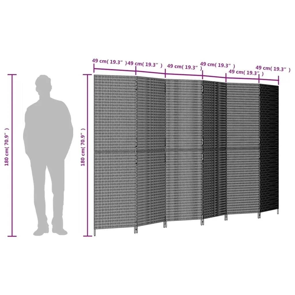 parawan-6-panelowy-czarny-polirattan-stan-nowy