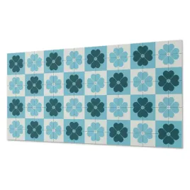 naklejany-panel-winylowy-do-przedpokoju-kwiatowy-wzor-w-kratke-100x50-cm