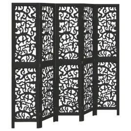 parawan-pokojowy-5-panelowy-czarny-lite-drewno