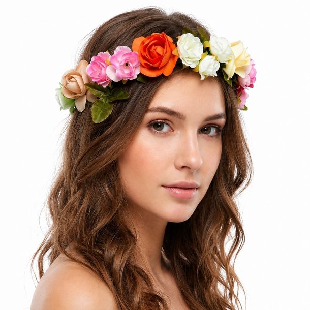 WIANEK NA GŁOWĘ OPASKA OZDOBA ŚLUB KOMUNIA KWIATY WIECZÓR PANIEŃSKI BOHO