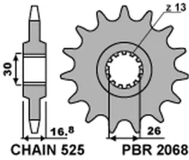 zebatka-przednia-pbr-jtf1370-16-honda-cbr-600f-cbr-600rr-cbf-600-stalowa