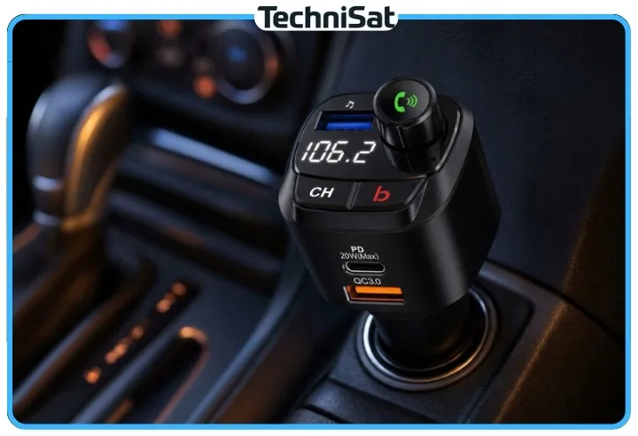 transmiter-fm-technisat-digicar-200-bt-bluetooth-usb-c-qc-3-0-12-24v-stan-nowy