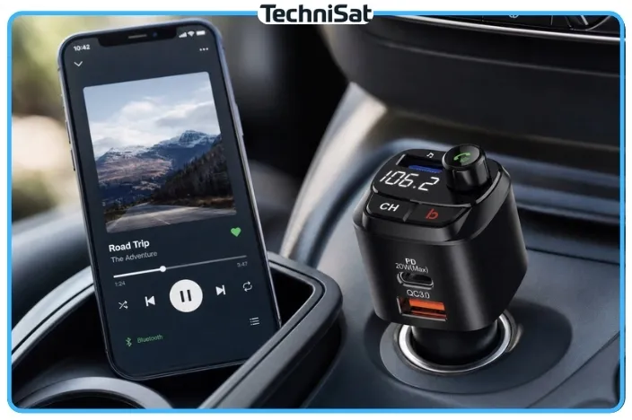 transmiter-fm-technisat-digicar-200-bt-bluetooth-usb-c-qc-3-0-12-24v-stan-nowy-model-digicar-200-bt