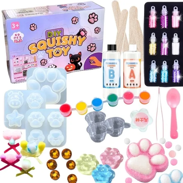 ZESTAW SQUISH DO TWORZENIA SLIME GLUTY ŁAPKA GNIOTEK DIY DLA DZIECI PREZENT
