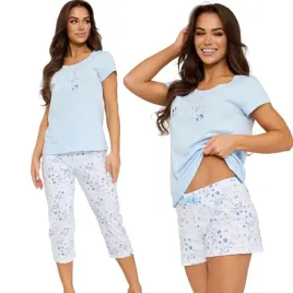 cornette-pizama-damska-so-delicate-466-344-3-czesciowa-niebieski-s