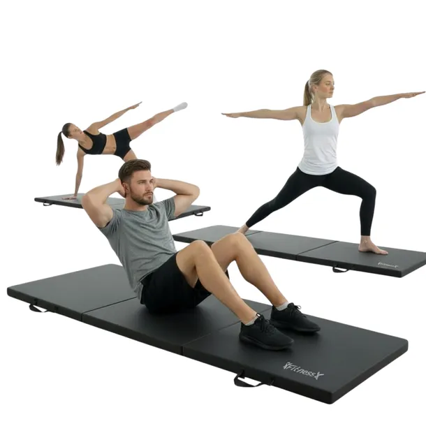 Materac Gimnastyczny Składany 180x60x5 cm Fitness-Star Premium Czarny