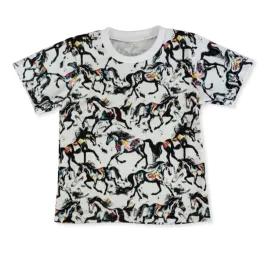 bluzka-128-t-shirt-krotki-rekaw-koszulka-dziecieca-bawelna-100percent-druk-koniki