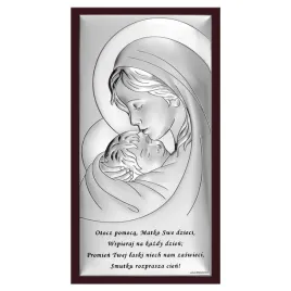 srebrny-obrazek-matka-boska-z-napisem-w-brazowej-oprawie-20x38-cm