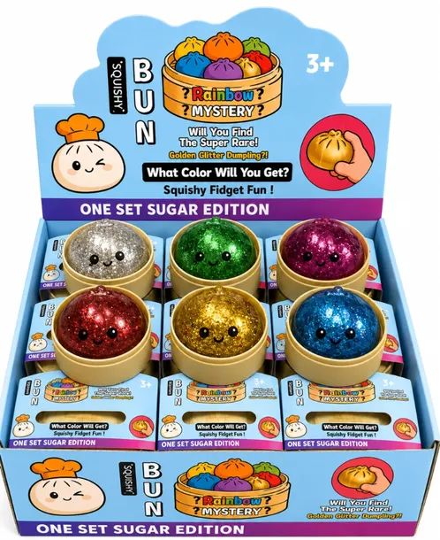 GNIOTEK PIERÓG SQUISHY GLITTER ANTYSTRESOWY BROKATOWY 5,5 CM 1 SZT
