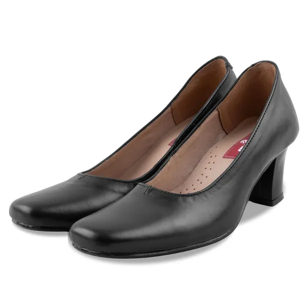 Półbuty Damskie Wyjściowe Buty Czarne Eleganckie Skórzane 41