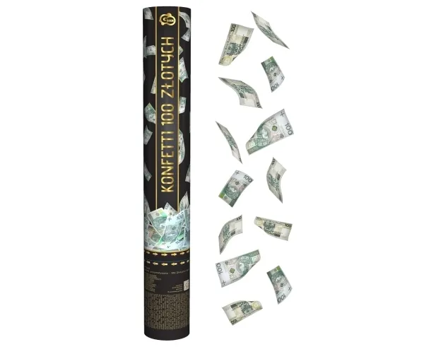 ARMATA TUBA STRZELAJĄCA BANKNOTAMI 100 ZŁ 40 CM BANKNOTY WESELE URODZINY