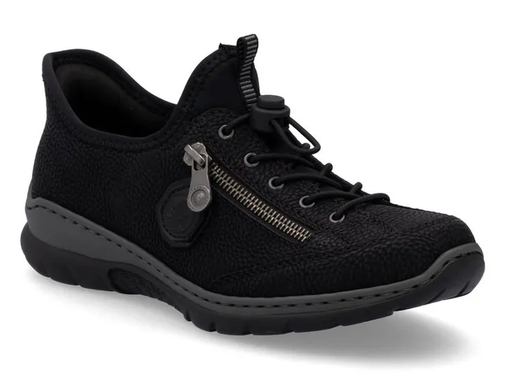 Półbuty damskie Rieker L32F1 sneakersy sportowe czarne skórzane wygodne