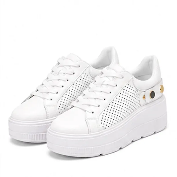 Białe sneakersy damskie na platformie 36