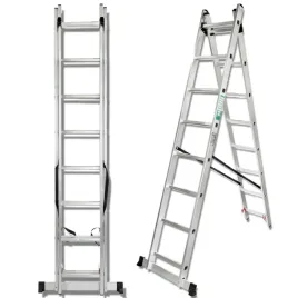 forcekraft-drabina-dwustronna-laczona-aluminiowa-2x9-stopni-wielofunkcyjna