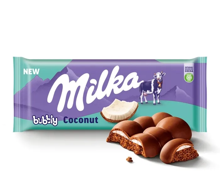 Milka Bubbly Coconut Czekolada Mleczna Kokosowa Bąbelki 97g