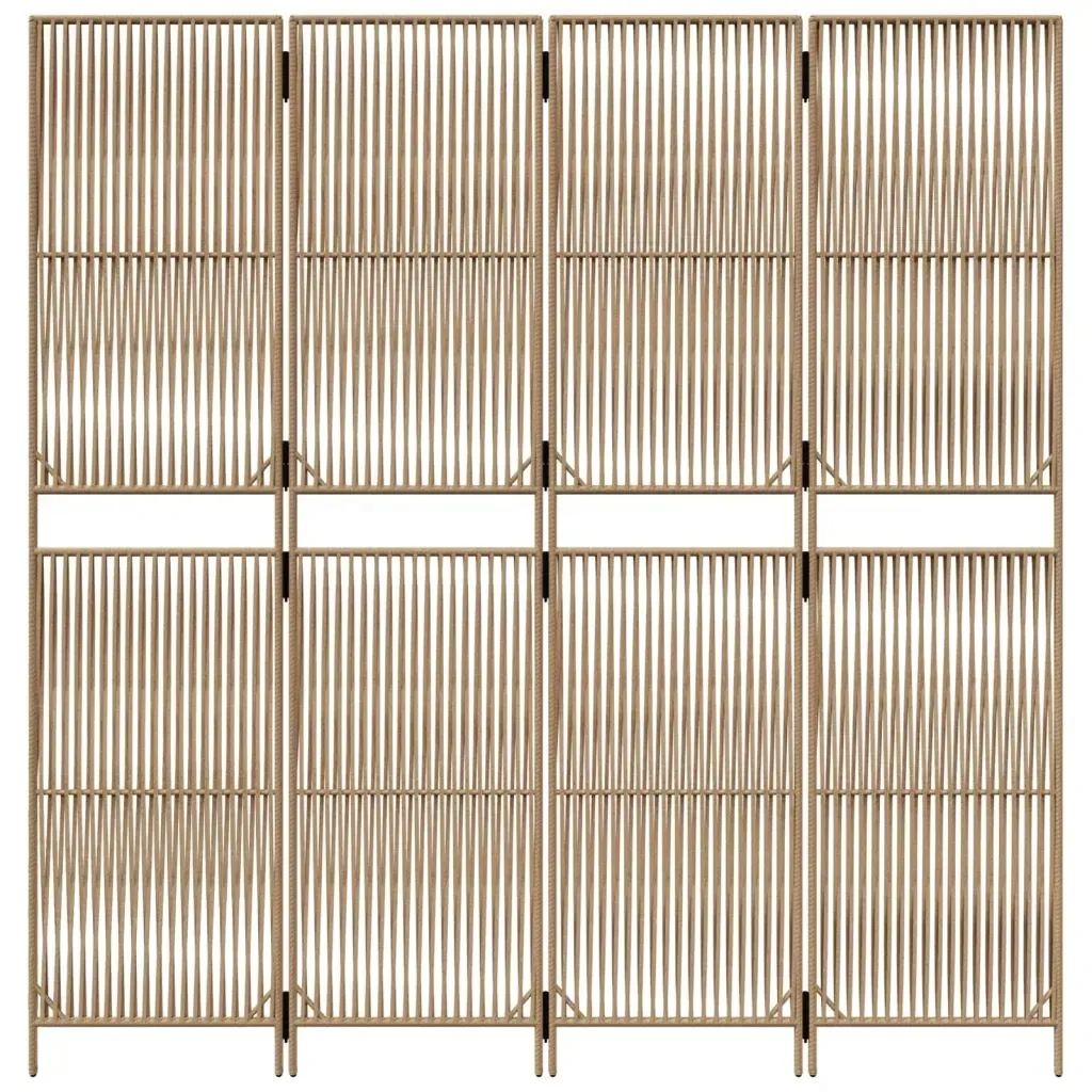 parawan-4-panelowy-bezowy-polirattan-stan-nowy