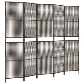 parawan-5-panelowy-brazowy-polirattan