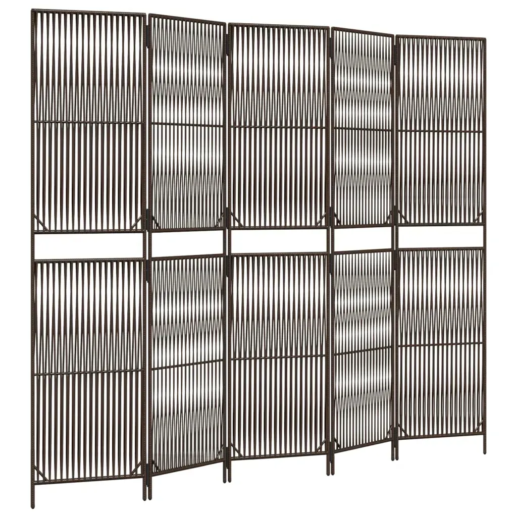 parawan-5-panelowy-brazowy-polirattan