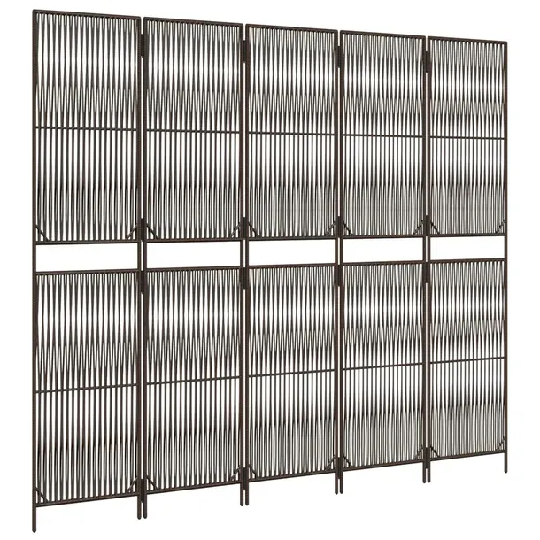 parawan-5-panelowy-brazowy-polirattan-szerokosc-skrzydla-49-cm