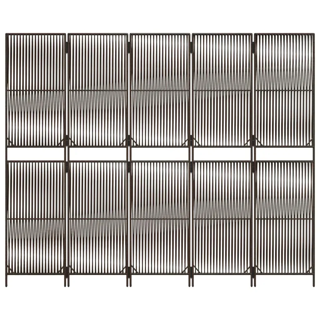 parawan-5-panelowy-brazowy-polirattan-stan-nowy