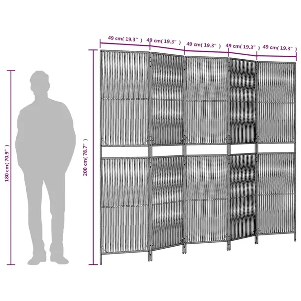 parawan-5-panelowy-brazowy-polirattan-kolor-skrzydla-brazowy