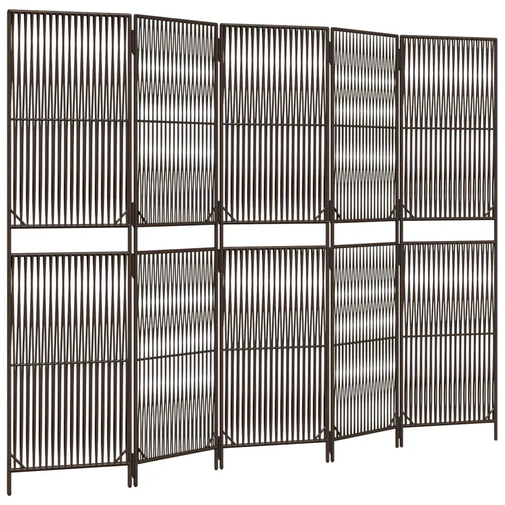 parawan-5-panelowy-brazowy-polirattan