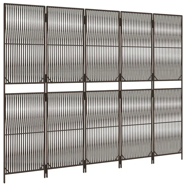 parawan-5-panelowy-brazowy-polirattan-szerokosc-skrzydla-49-cm