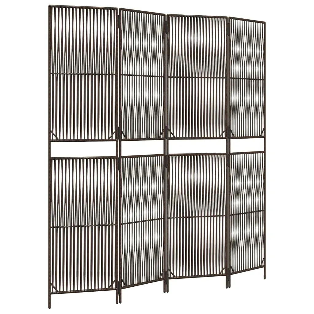 parawan-4-panelowy-brazowy-polirattan