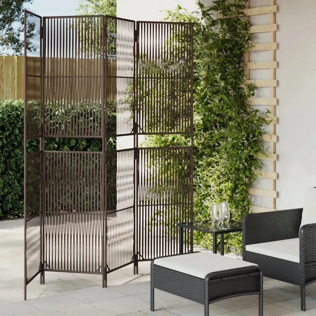 parawan-4-panelowy-brazowy-polirattan