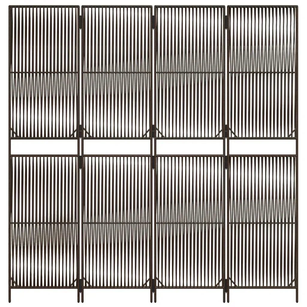 parawan-4-panelowy-brazowy-polirattan-stan-nowy