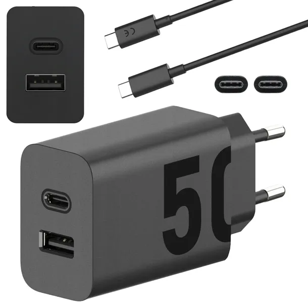 ŁADOWARKA MOTOROLA TurboPower 50W DUO SIECIOWA USB-A + USB-C + KABEL USB-C