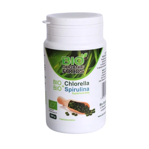 Bio Organic Foods BIO Chlorella + BIO Spirulina 500 mg – 560 tabletek
