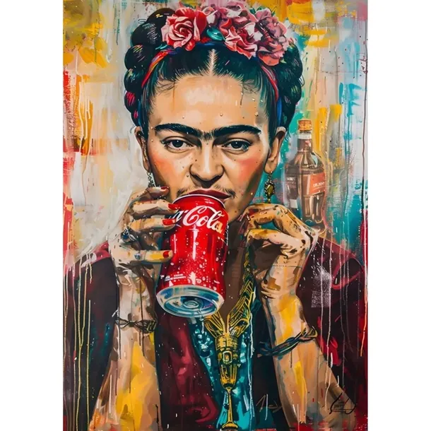 MALOWANIE PO NUMERACH Z RAMĄ Obrazy do malowania - Frida Coca-Cola 40x50 cm