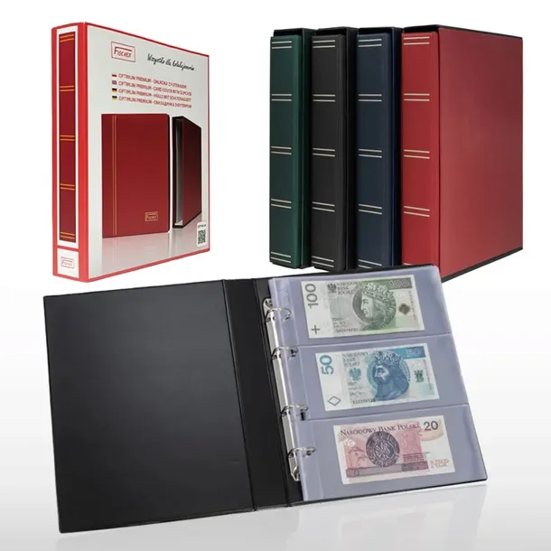 Klaser Fischer Optimum na banknoty z Futerałem Premium Bordowy