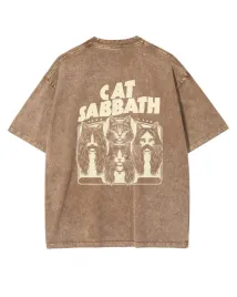 damska-koszulka-oversize-efekt-sprania-cat-sabbath-parodia-brazowa-l