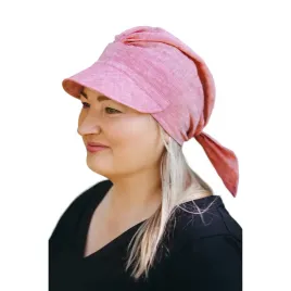 lniana-chusta-damska-z-daszkiem-tess-red-czapka-takze-po-chemioterapii