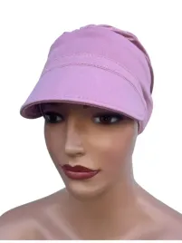 rozowy-turban-damski-na-glowe-jasmina-z-daszkiem-z-bambusa-produkt-polski
