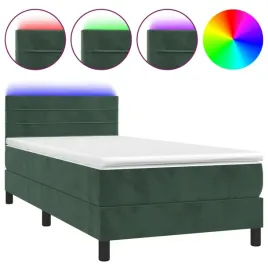 lozko-kontynentalne-z-materacem-i-led-zielony-aksamit-90x200-cm