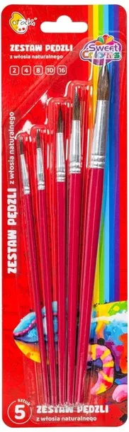 OTOCKI ZESTAW PĘDZLI 5 sztuk Z WŁOSIA NATURALNEGO NR.2,4,8,10,16