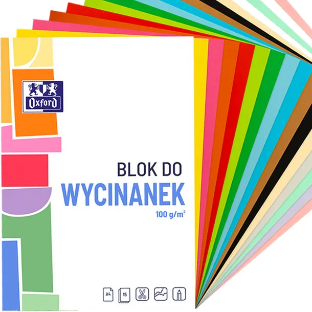 OXFORD BLOK DO WYCINANEK PASTELOWY A4 15 KARTEK