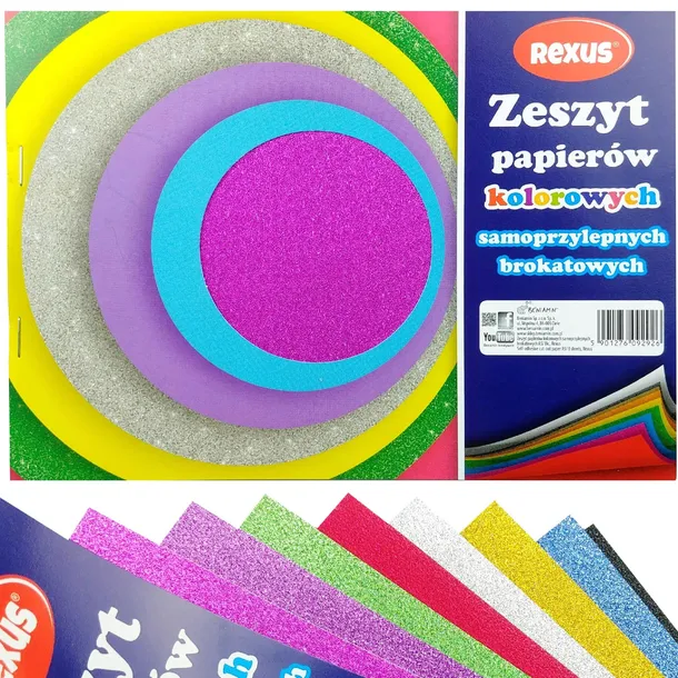 PAPIER BLOK KOLOROWY SAMOPRZYLEPNY brokatowy A4