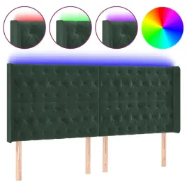 zaglowek-do-lozka-z-led-ciemnozielony-203x16x118-128cm-aksamit