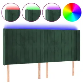 zaglowek-do-lozka-z-led-ciemnozielony-203x16x118-128cm-aksamit