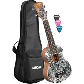 ukulele-sopranowe-cascha-hh2601-art-series-sketch-gruby-pokrowiec