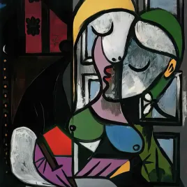 obraz-na-plotnie-canvas-pablo-picasso-woman-writing-1934-vintage-poste