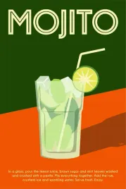 obraz-na-plotnie-canvas-mojito-drink-poster-vintage-retro-90x60-cm