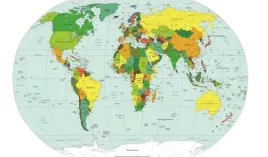 polityczna-mapa-swiata-i-flagi-obraz-na-plotnie-canvas-90x60-cm