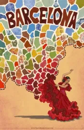 obraz-na-plotnie-canvas-barcelona-flamenco-vintage-retro-90x60